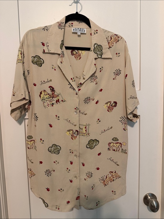 Lady Reiner Cowgirl Couture Other - Lady Reiner Cowgirl Couture Western Horse Print Short-Sleeve Button-Down Shirt